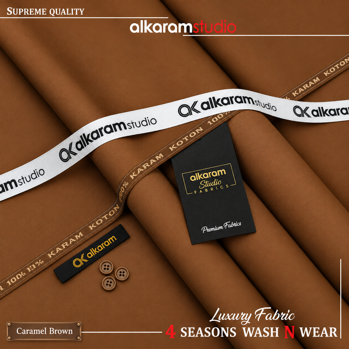 Unstitched Premium Wash N Wear Caramel Brown