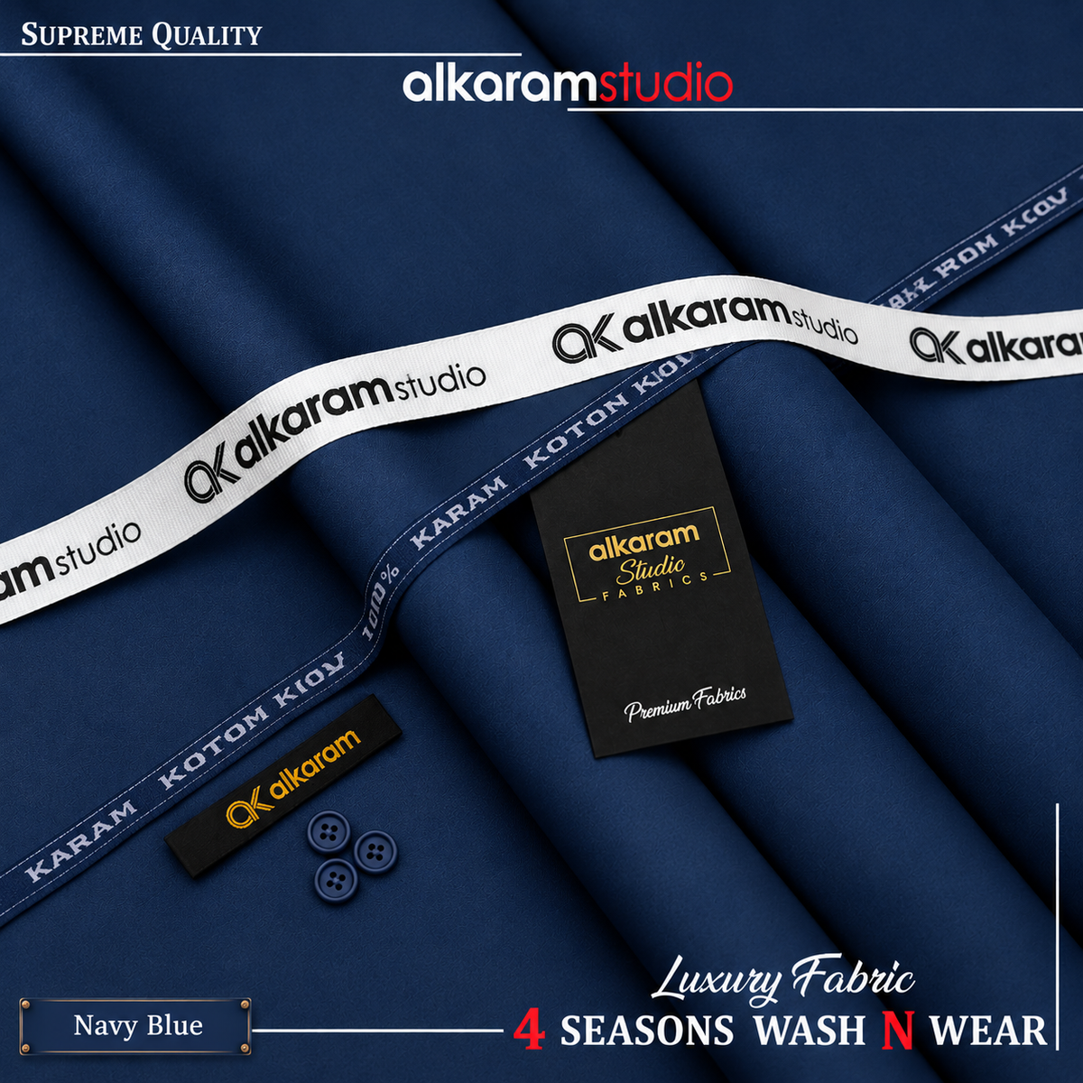 Unstitched Premium Wash N Wear Navy Blue