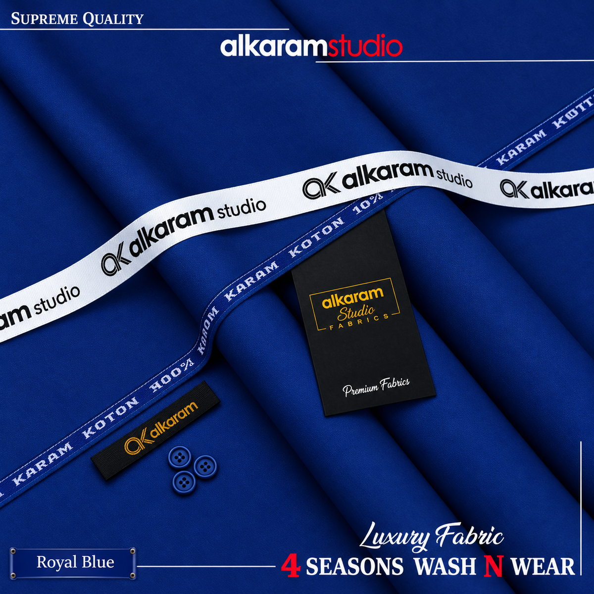 Unstitched Premium Wash N Wear Royal Blue