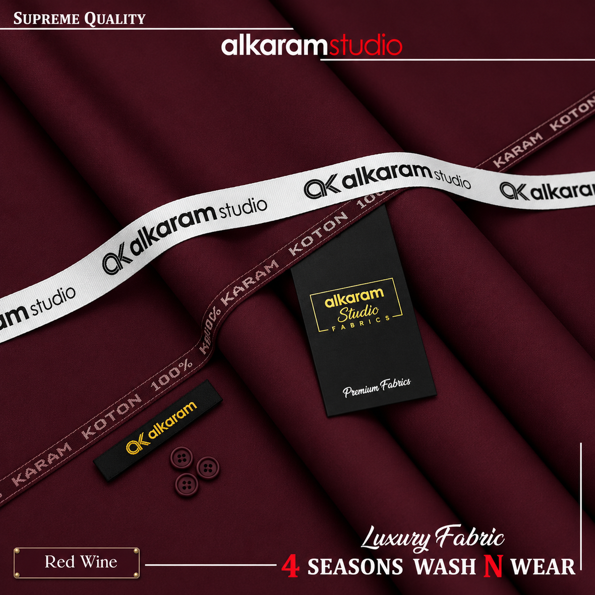Unstitched Premium Wash N Wear Red Wine