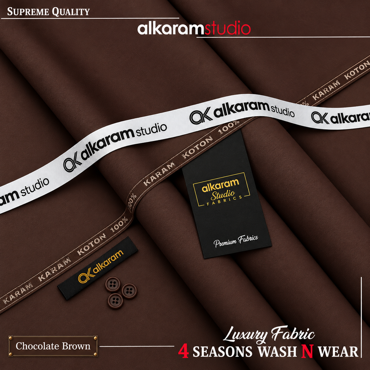Unstitched Premium Wash N Wear Chocolate Brown