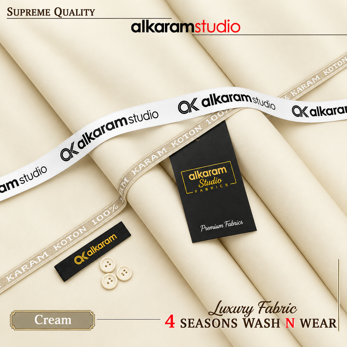 Unstitched Premium Wash N Wear Cream
