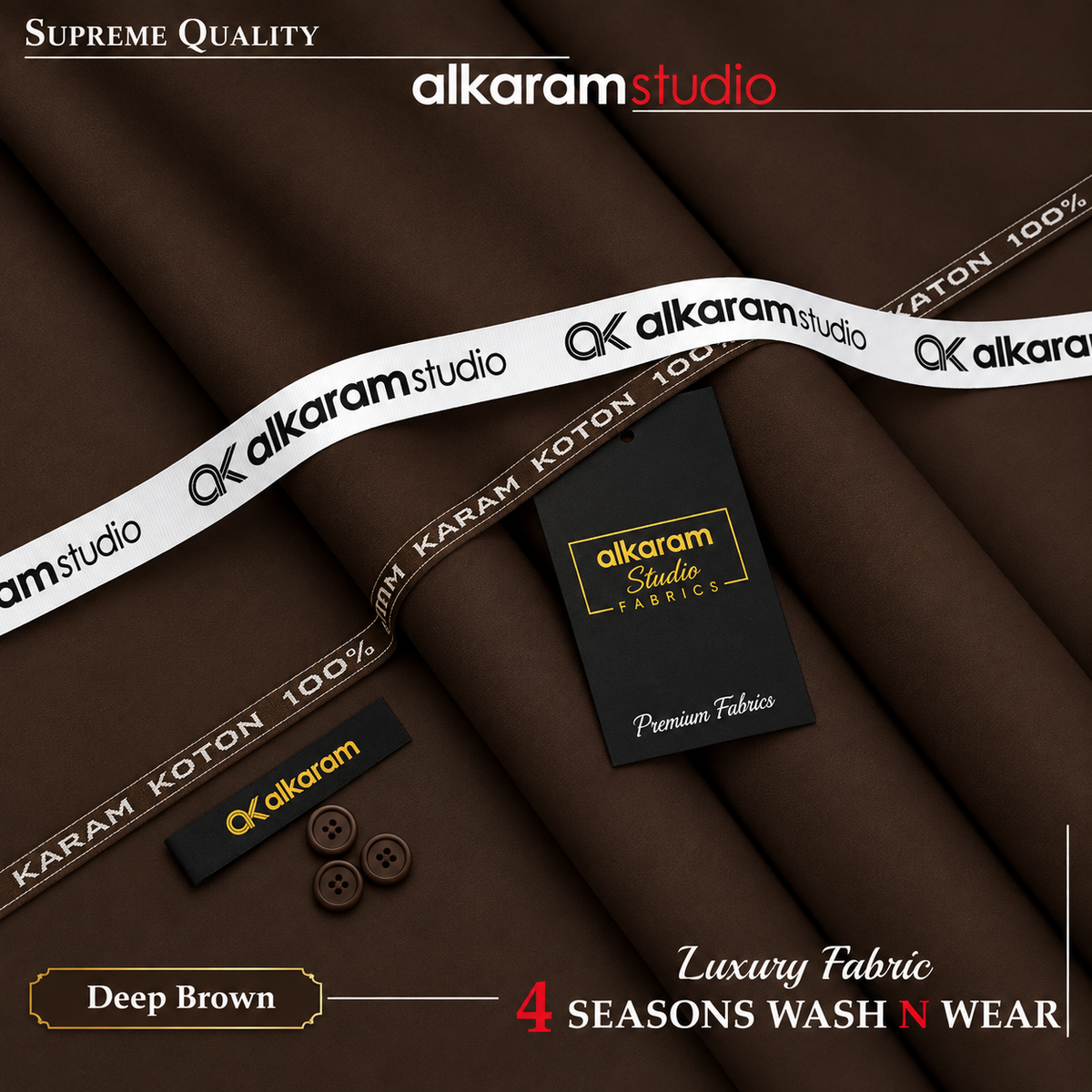 Unstitched Premium Wash N Wear Deep Brown