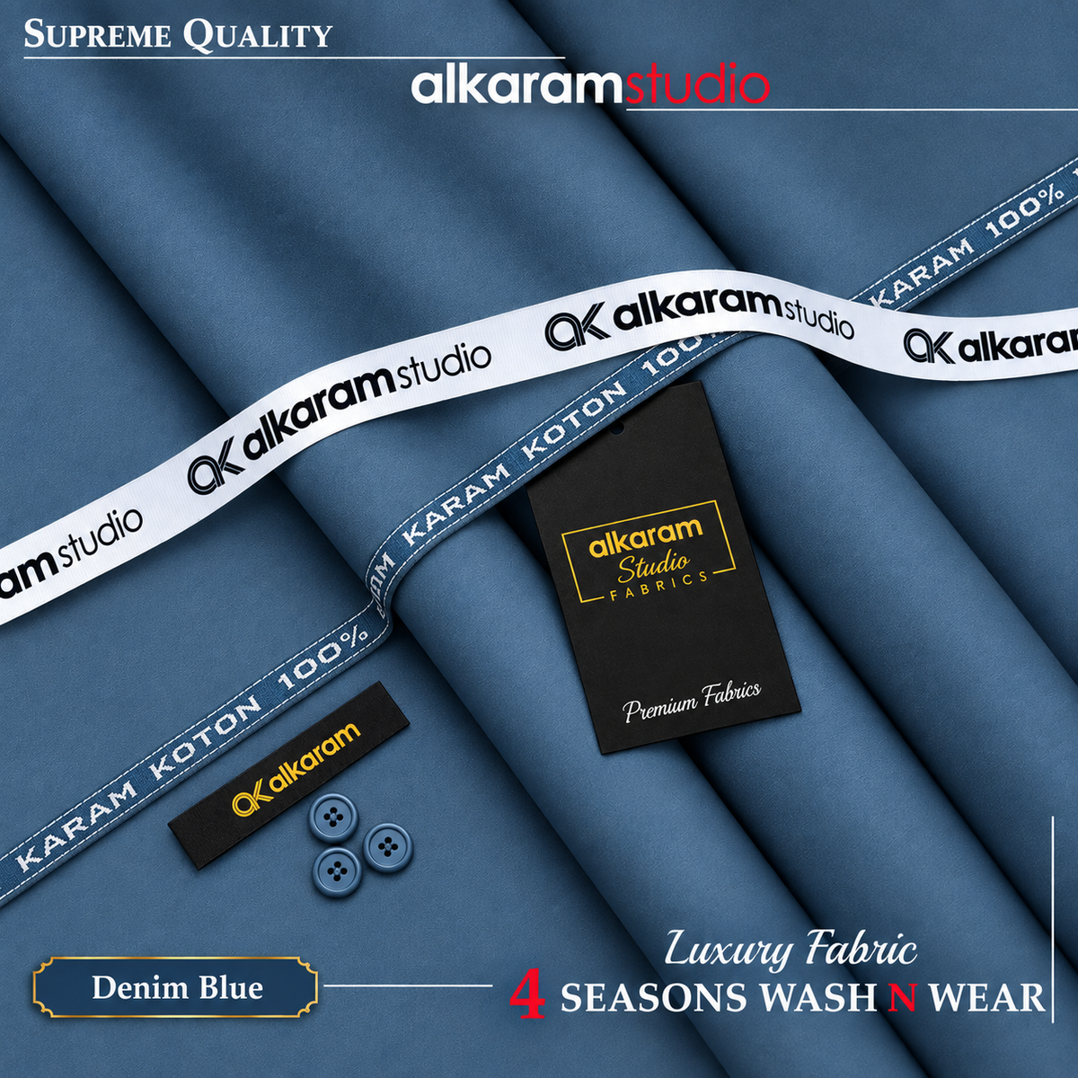 Unstitched Premium Wash N Wear Denim Blue